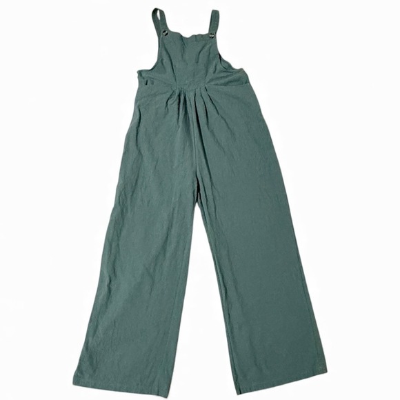 Unbranded Pants - Womens Solid Color Wide Leg Jumpsuit Overalls Lt. Green Size Small Linen/Cotton